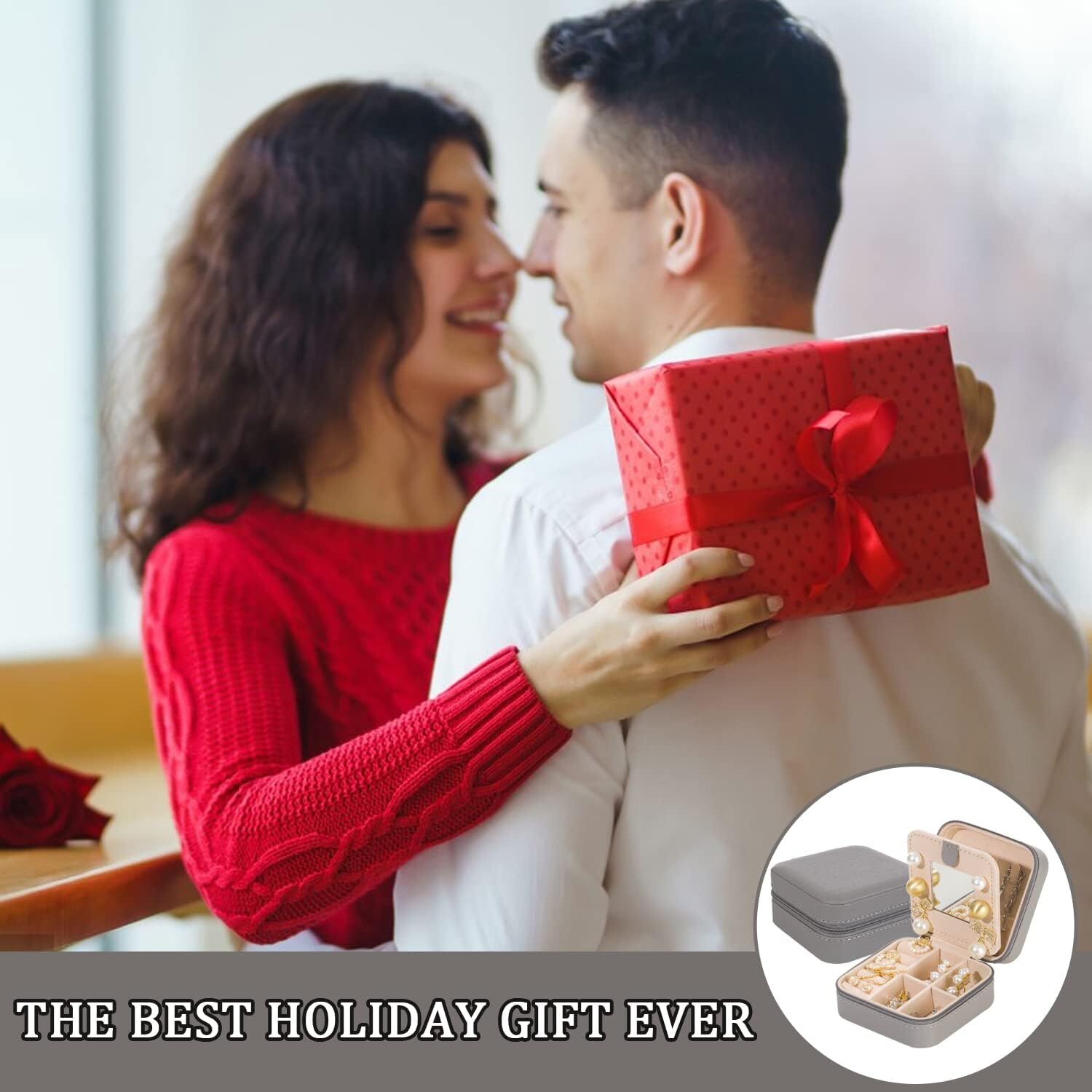 Grey Travel Jewelry Box with Mirror: Chic, Organised Storage for Rings, Necklaces & Earrings, Ideal for Aussies