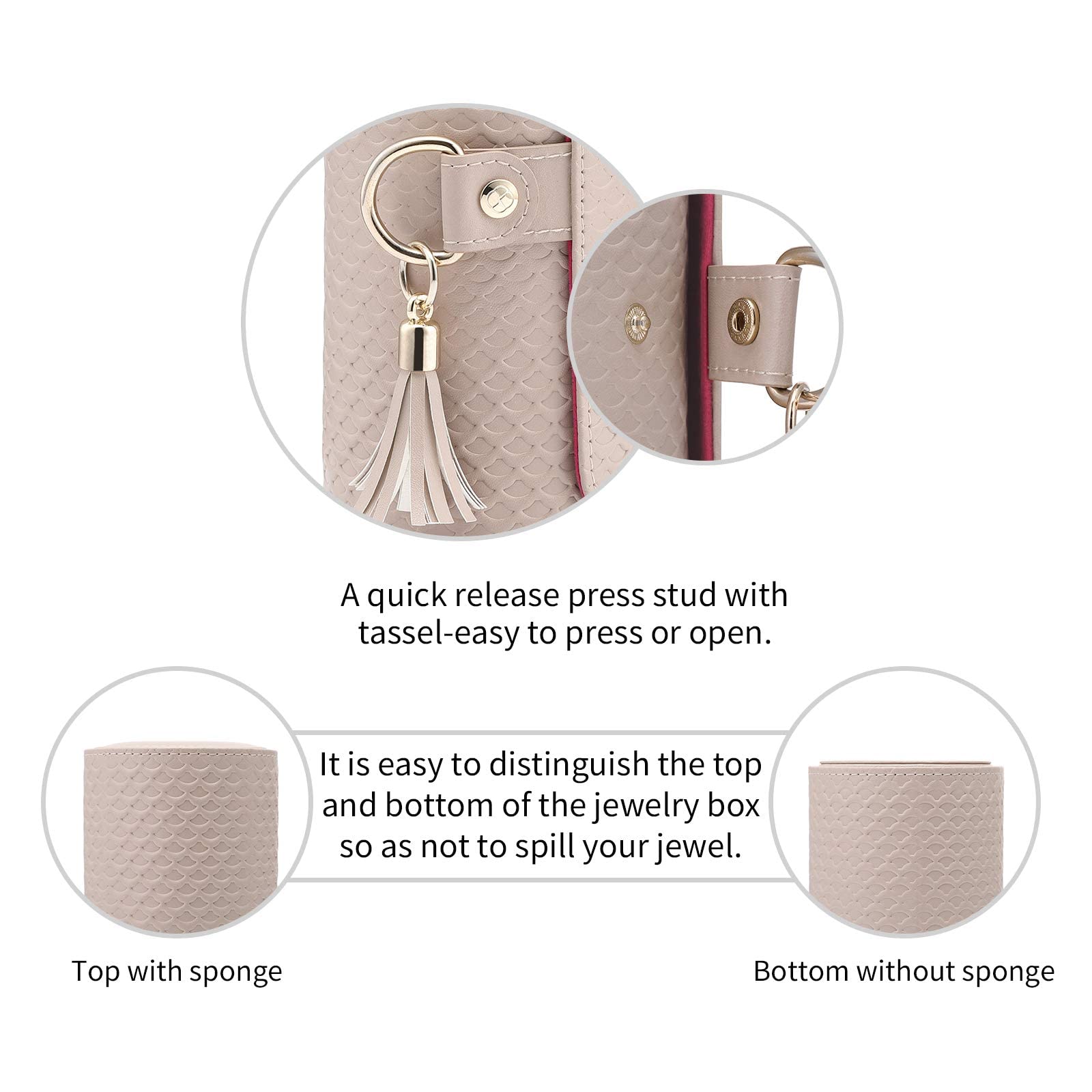 Grey Travel Jewelry Case: 3-Layer PU Cylinder Organizer for Necklaces, Earrings, Gifts for Travelers & Jewelry Lovers