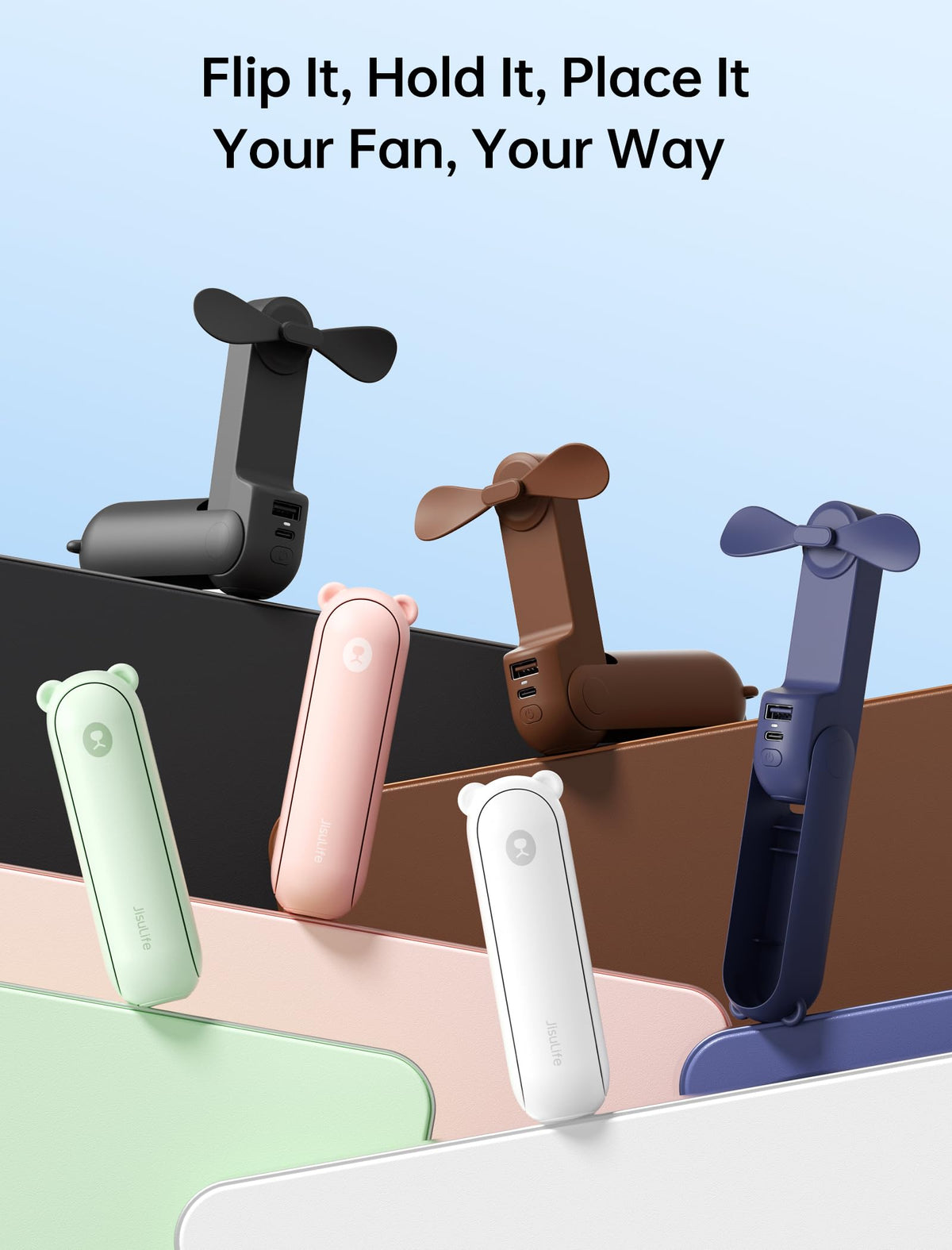 Handheld Mini Fan (Pink), 3-in-1 USB Rechargeable Portable Fan with Power Bank & Flashlight, Pocket Design for Travel & Summer