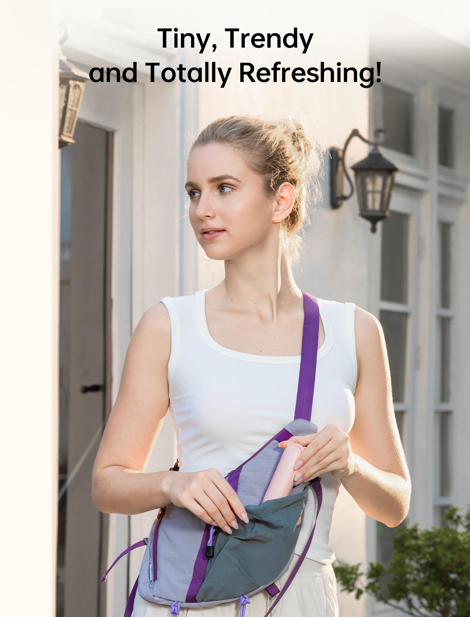 Handheld Mini Fan (Pink), 3-in-1 USB Rechargeable Portable Fan with Power Bank & Flashlight, Pocket Design for Travel & Summer