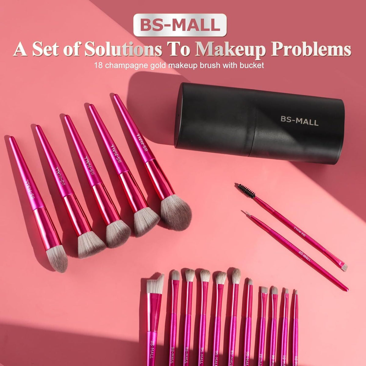 Hot red Professional Makeup Brush Set (18-Piece): Cruelty-Free, Versatile for Foundation, Blush & Eyeshadow, Ideal for Aussies