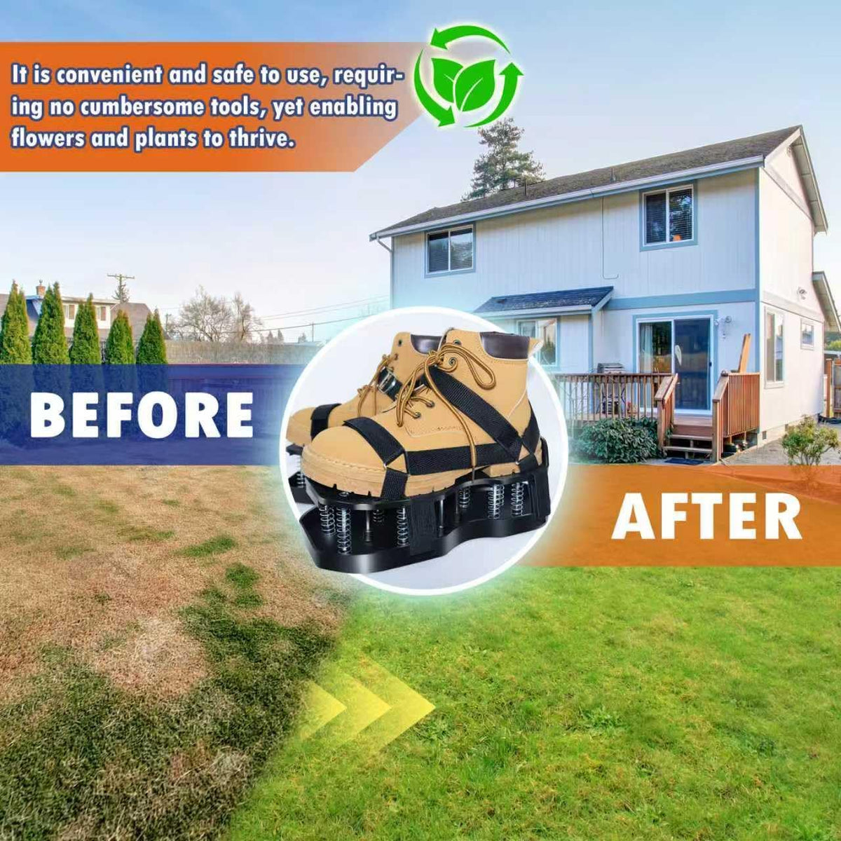 Lawn Aerator Shoes with Spring Base & Spikes: Adjustable Strap, Double-Layer Design for Healthy Lawns in Australian Gardens