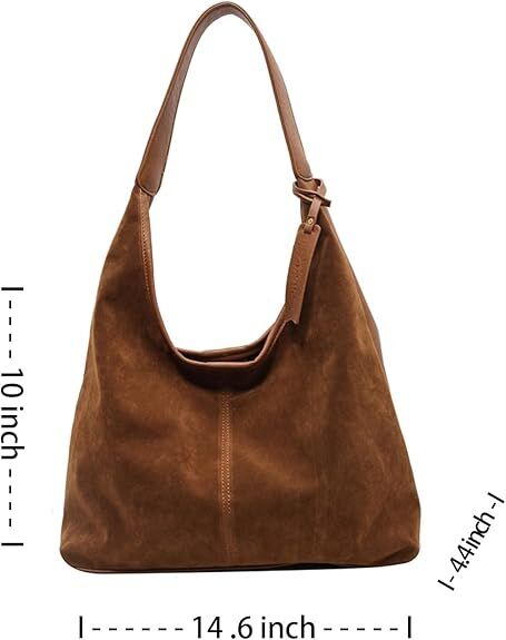 Leather Hobo Bags for Women Brown Purses Suede Purse Slouchy Tote Bag Suede Tote Bag Fall Winter Purses Handbag