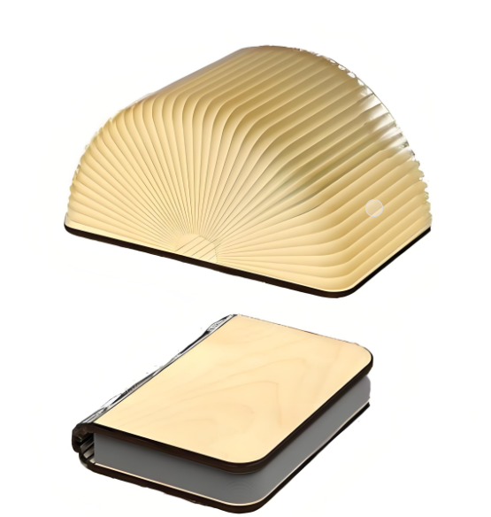 Christmas giftsRechargeable LED Book Night Light: Creative Folding Wooden Lamp with Magnetic Design for Bedrooms &amp; Gifting(Maple Leaf White,L)