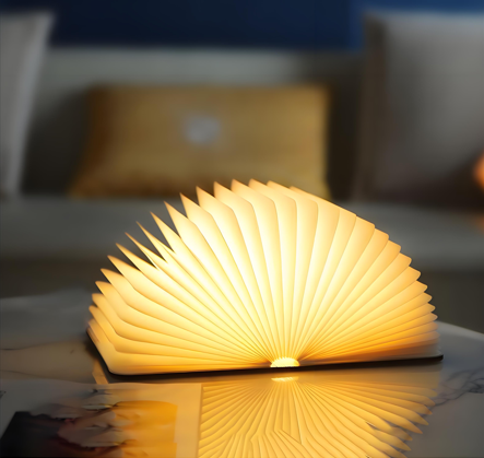 Christmas giftsRechargeable LED Book Night Light: Creative Folding Wooden Lamp with Magnetic Design for Bedrooms & Gifting(Maple Leaf White,S)