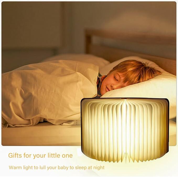 Christmas giftsRechargeable LED Book Night Light: Creative Folding Wooden Lamp with Magnetic Design for Bedrooms & Gifting(Maple Leaf White,S)
