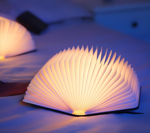 Christmas giftsRechargeable LED Book Night Light: Creative Folding Wooden Lamp with Magnetic Design for Bedrooms & Gifting(Maple Leaf White,XL)