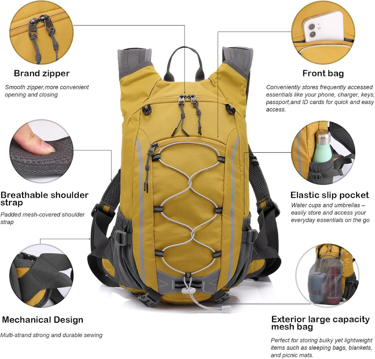 Small Hiking Backpack Lightweight Waterproof Daypack for Camping Cycling Fitness Outdoor Sports - Women Men Teens