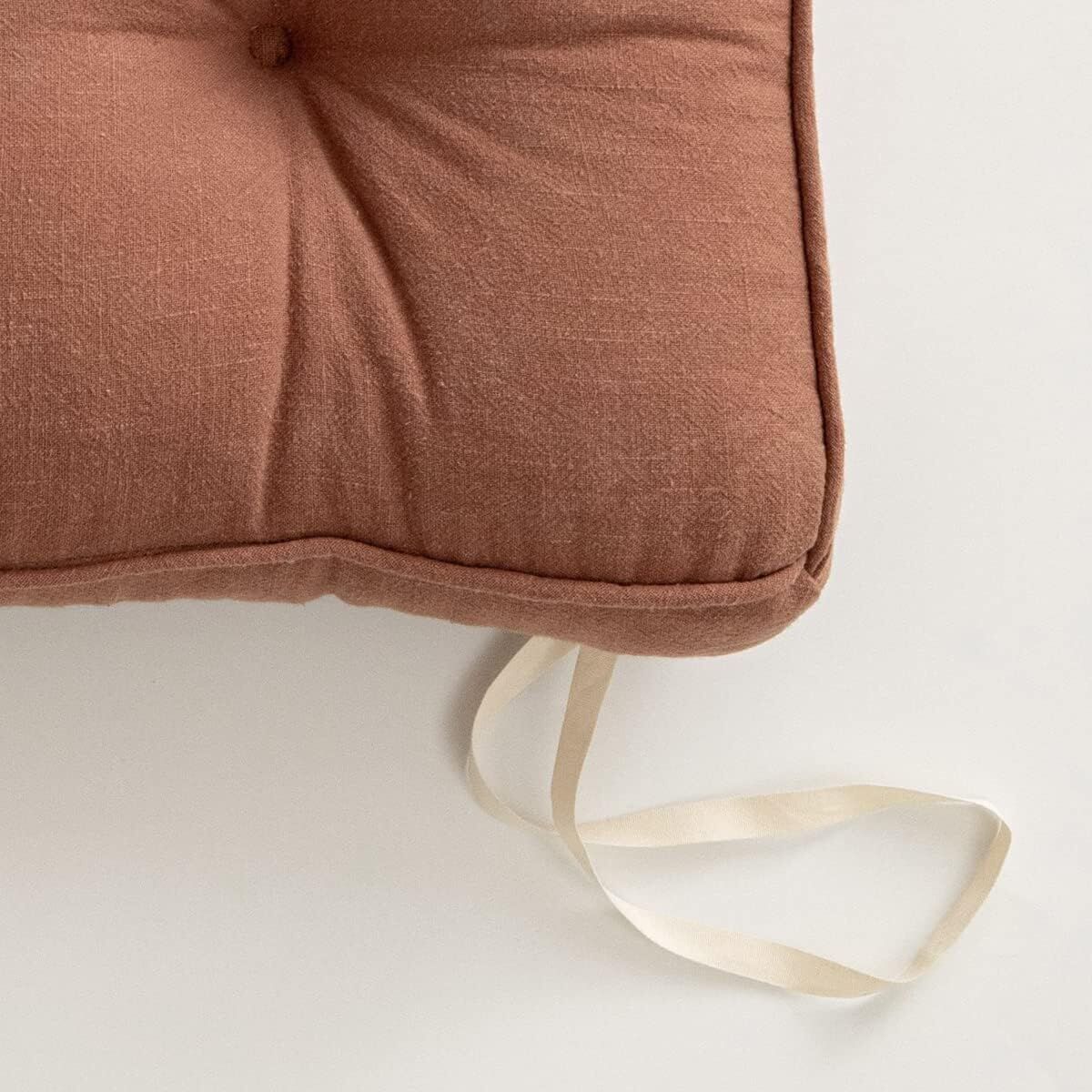 43×43×6cm Linen Cotton Thick Seat Cushion: Plush, Solid-Colour, for Office & Home Chairs, Aussie Comfort Essential（Amber Brown）