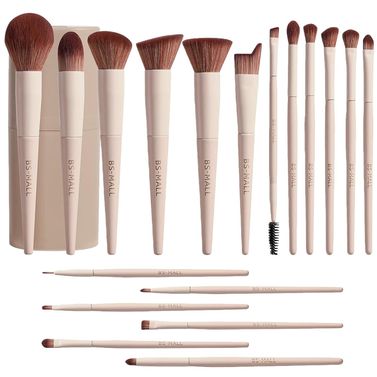 Matte Beige Makeup Brush Set (18-Piece): Professional, Cruelty-Free for Foundation, Blush &amp; Eyeshadow, Ideal for Aussies