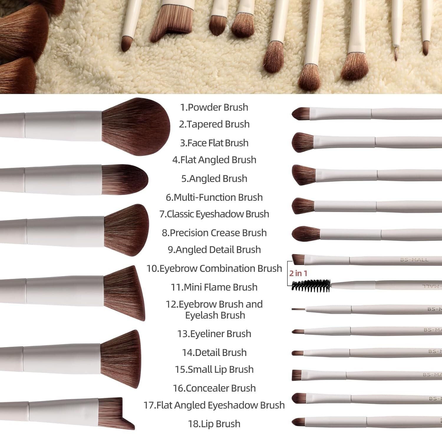 Matte Beige Makeup Brush Set (18-Piece): Professional, Cruelty-Free for Foundation, Blush & Eyeshadow, Ideal for Aussies