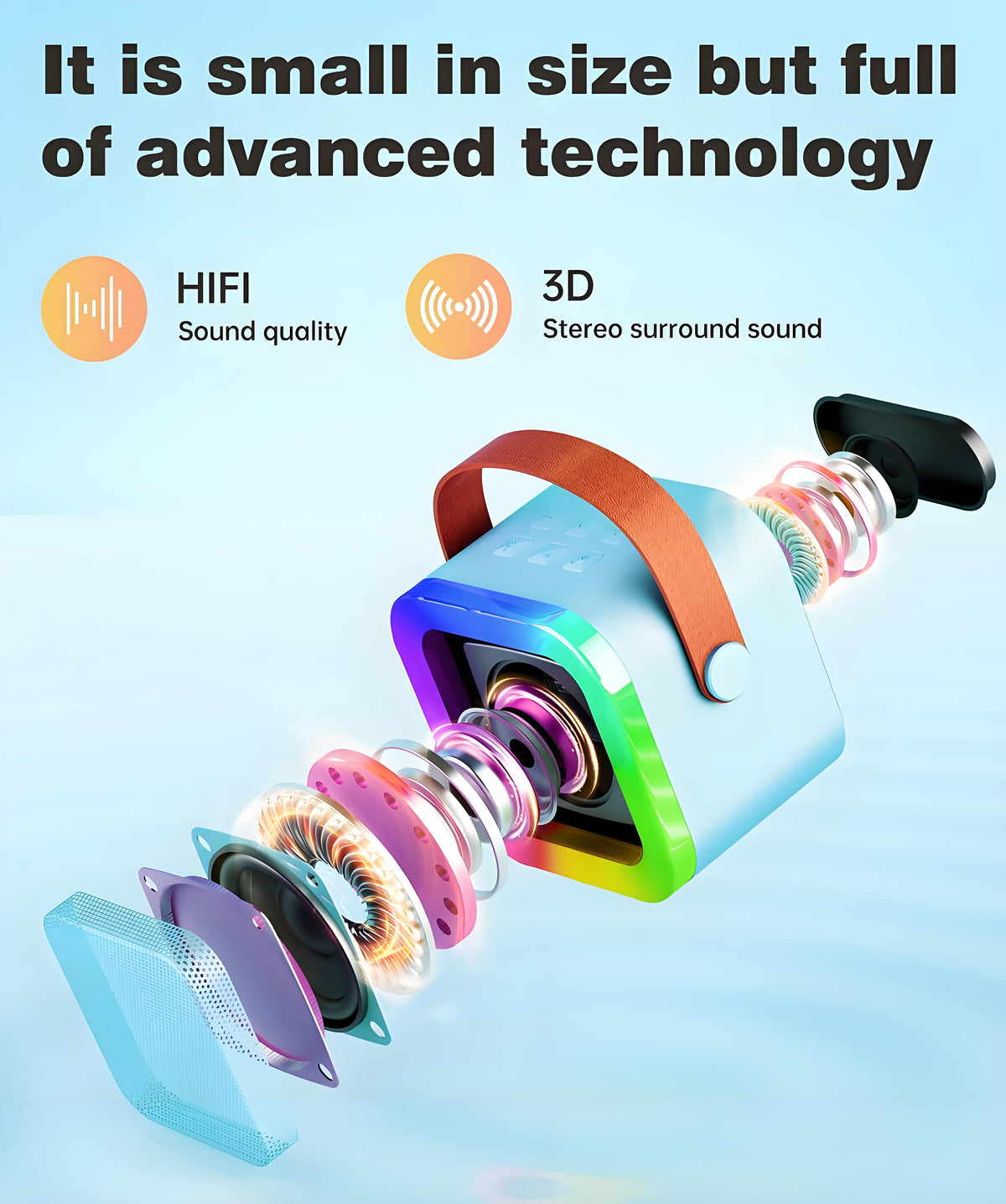 Black Mini Karaoke Machine with 2 Wireless Microphones: Portable Bluetooth Speaker for Kids & Adults, Ideal Gift for All Occasions