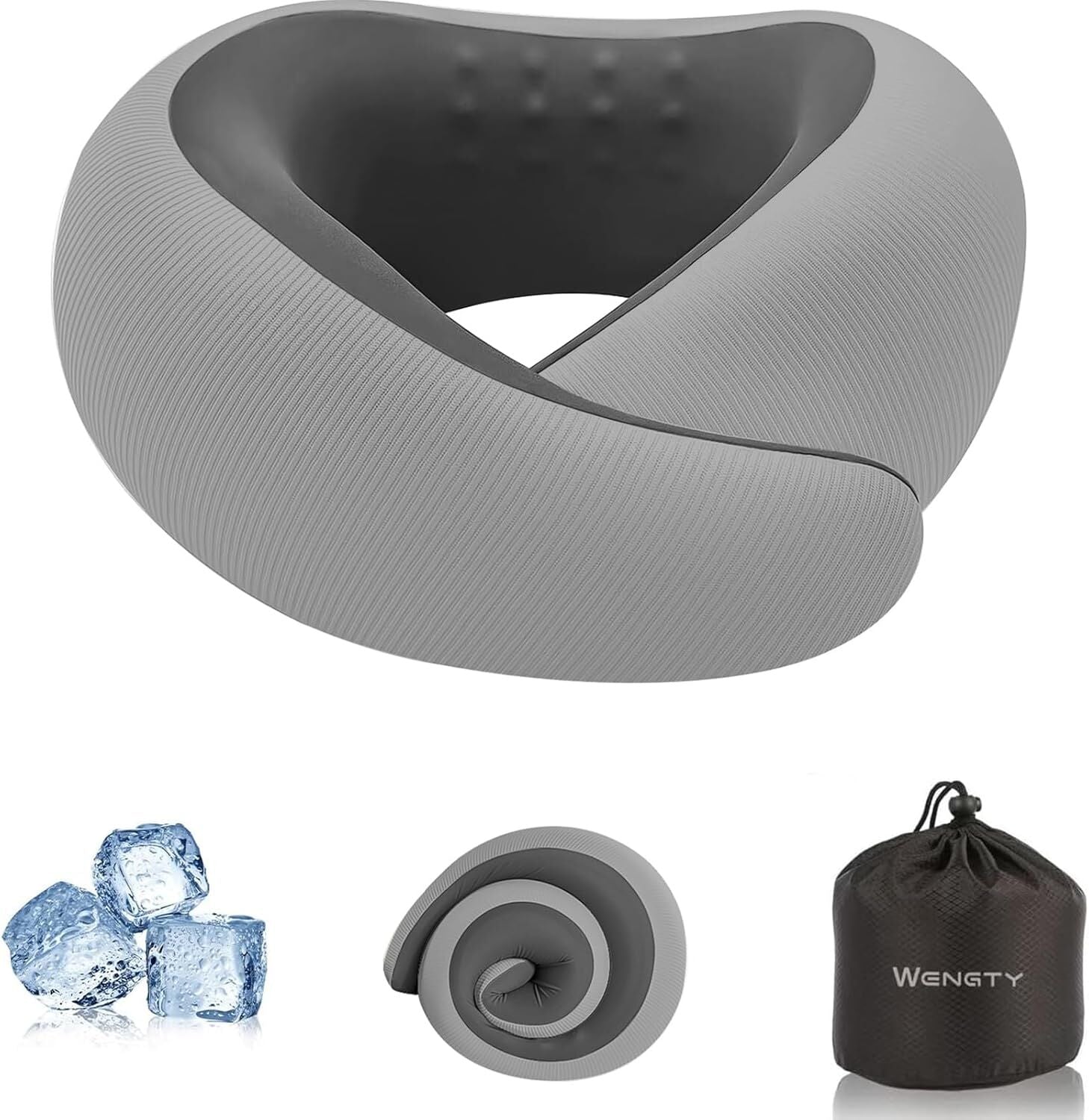 Travel Pillows for Airplanes,Memory Foam Neck Pillow for Traveling,Smooth & Cooling Fabric Plane Pillow for Long Flight,Ideal for Travels,Airplanes,Offices,Cars (Gray, Standard-Broad Fit)