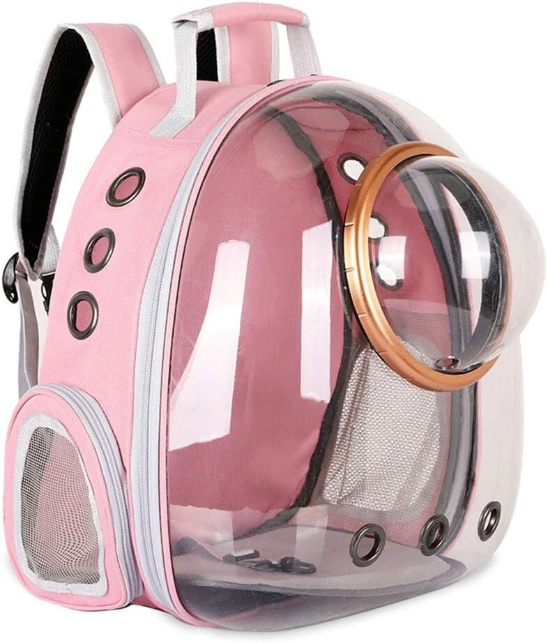 Pet Space Capsule Backpack, Small Medium Cat Puppy Dog Carrier, Transparent Breathable Heat Proof, Pet Carrier for Travel Hiking Walking Camping, Grey