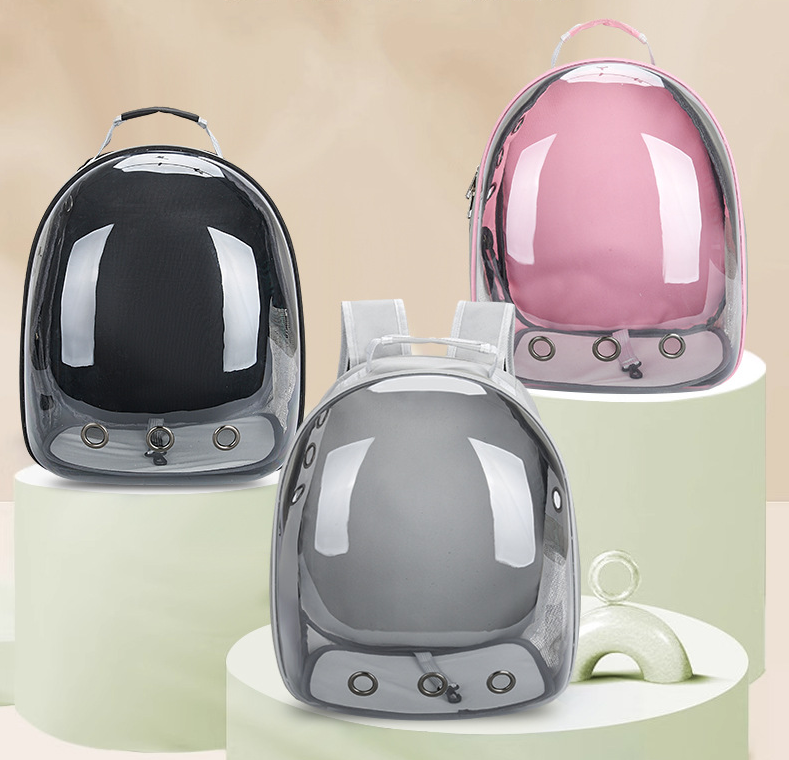 Pet Space Capsule Backpack, Small Medium Cat Puppy Dog Carrier, Transparent Breathable Heat Proof, Pet Carrier for Travel Hiking Walking Camping, Grey