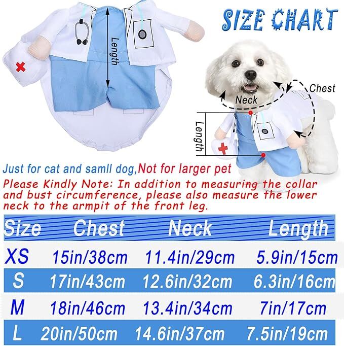Pet products Funny Small Dog Doctor Coat Onesie - Cat & Puppy Halloween Costume - Doctor Uniform Apparel