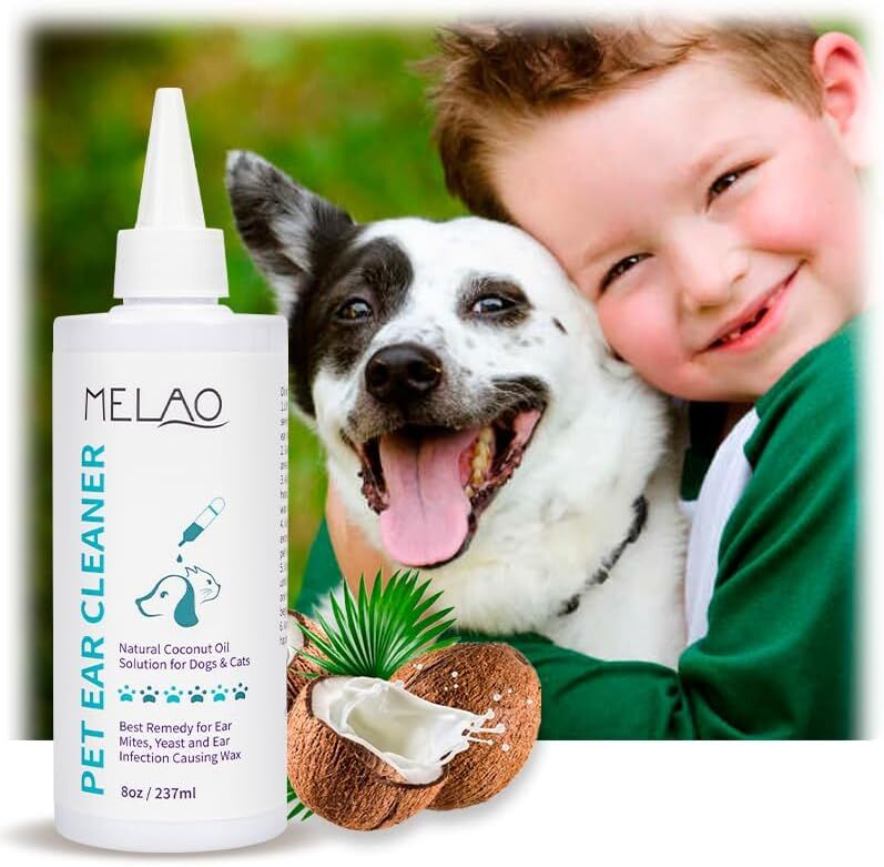 Ear Cleanser for Dogs and Cats – Gentle Daily Ear Wash – Long Nozzle for Deep Ear Cleaning – Removes Wax, Odor & Moisture