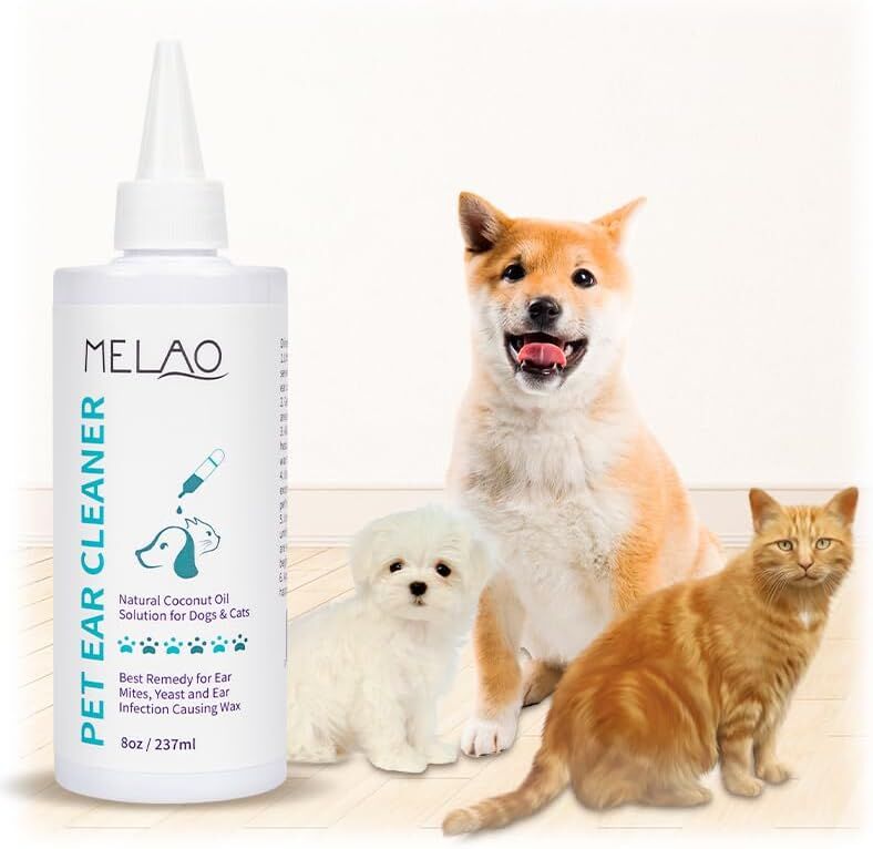 Ear Cleanser for Dogs and Cats – Gentle Daily Ear Wash – Long Nozzle for Deep Ear Cleaning – Removes Wax, Odor & Moisture