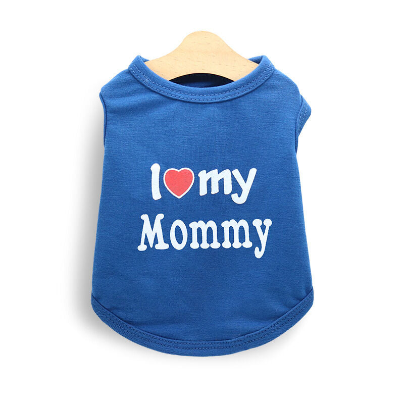 Pet products 4-Piece Pet Vest Set for Summer - Includes 4 Versatile Vests with I ❤️ my Mommy Message, Lightweight Breathable Fabric Perfect for Dogs and Cats in Warm Weather（XS）
