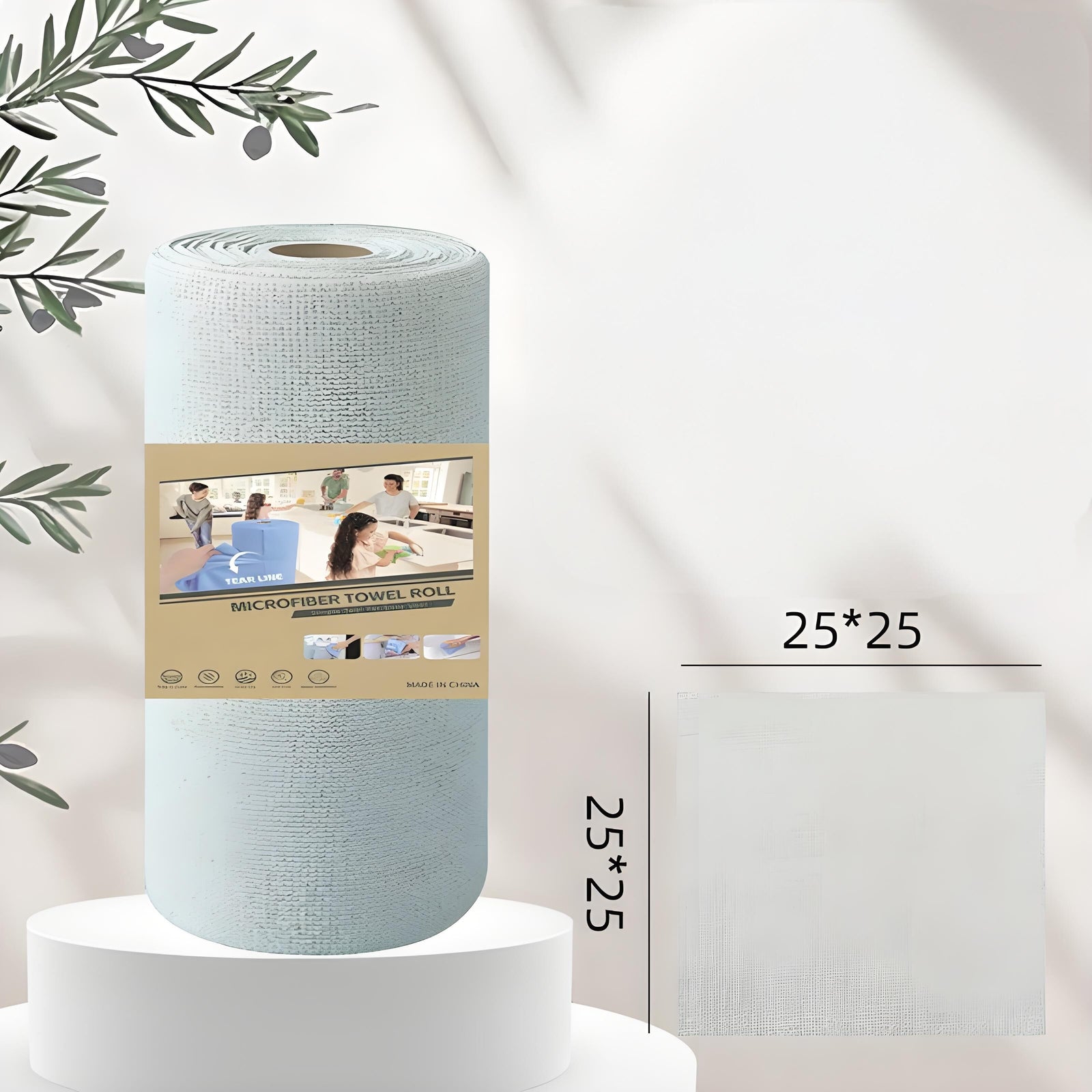 Christmas gift 50-Piece 25x25cm Polycotton Cleaning Cloth Roll, Reusable Dual-Use Dish & Surface Wipes for Home & Kitchen（blue）