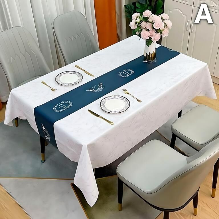 Waterproof Oilproof Washable Heat-Resistant PVC Tablecloth - 5 Patterns & Sizes for Home, Restaurant & Picnic Dining（D,180*138）