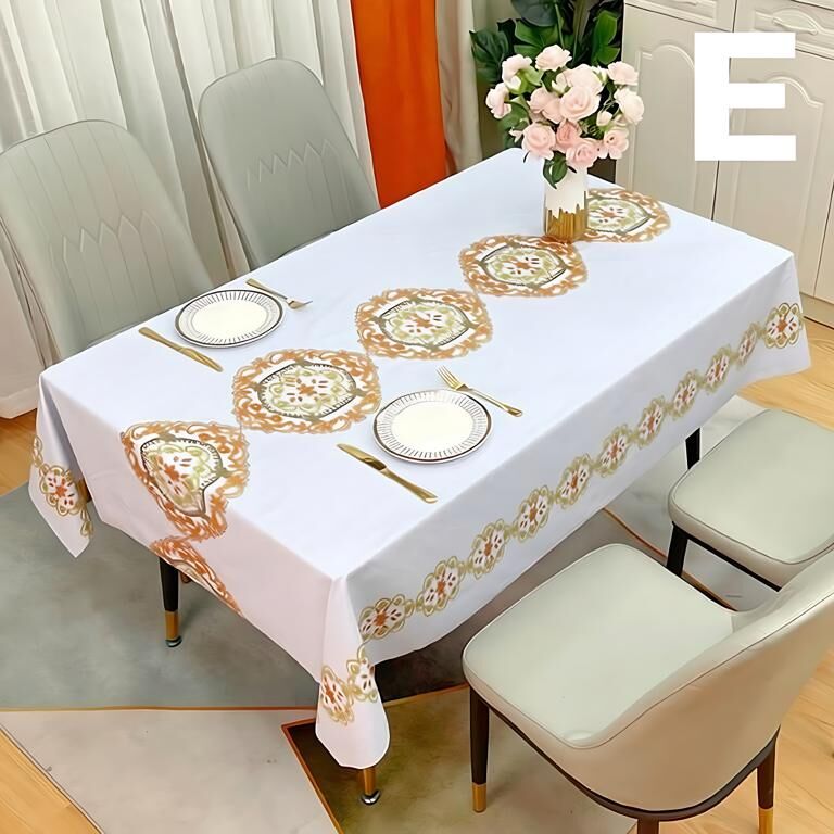 Waterproof Oilproof Washable Heat-Resistant PVC Tablecloth - 5 Patterns & Sizes for Home, Restaurant & Picnic Dining（D,180*138）