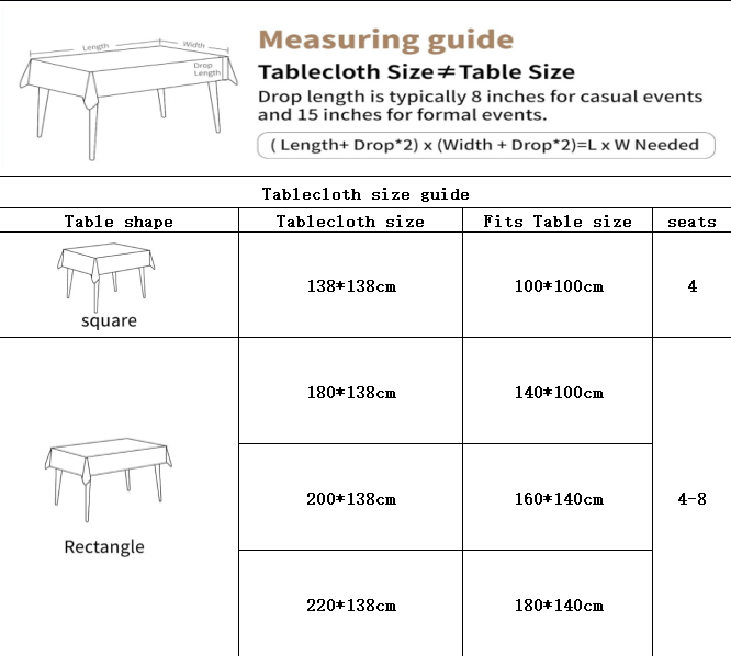 Waterproof Oilproof Washable Heat-Resistant PVC Tablecloth - 5 Patterns & Sizes for Home, Restaurant & Picnic Dining（D,180*138）