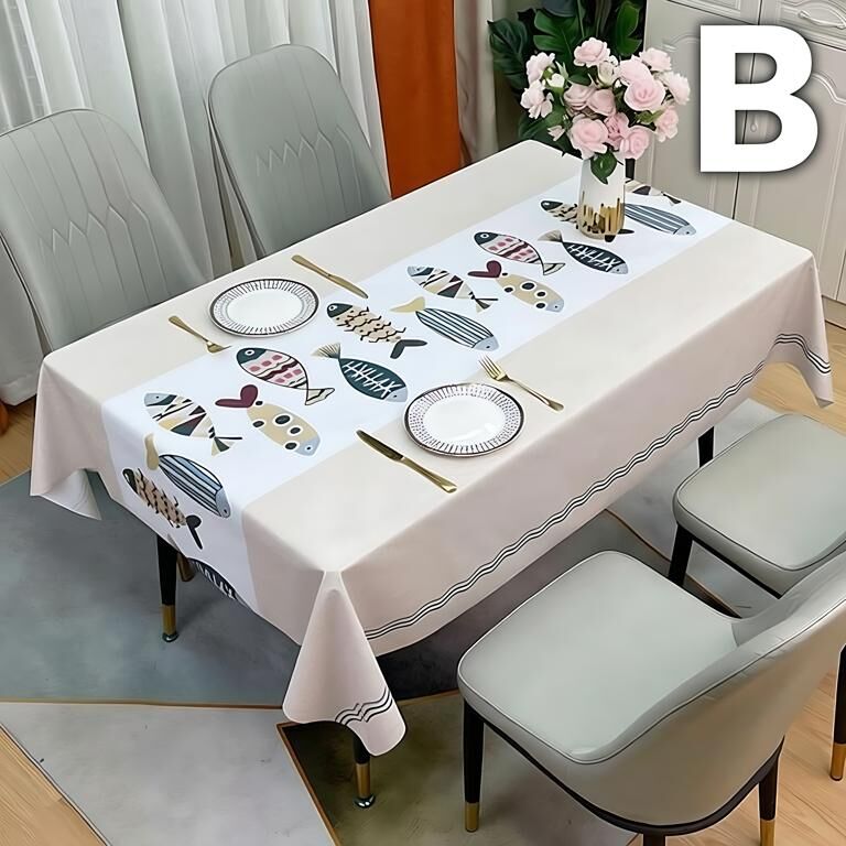 Waterproof Oilproof Washable Heat-Resistant PVC Tablecloth - 5 Patterns & Sizes for Home, Restaurant & Picnic Dining（D,220*138）