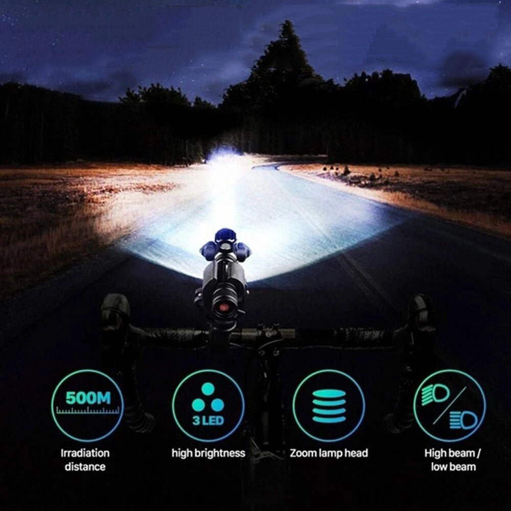 Rotatable Aluminium Alloy Bike Flashlight: USB Rechargeable, 500m Range, 170g with Mount, Perfect for Aussie Night Riders