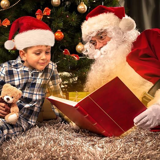 10 Pack Christmas Santa Hats for Adults - Extra Thicken Velvet Santa Claus Hats for Women Men Fluffy Plush Xmas Hats Christmas Party Supplies New Year's Eve Party Hats for Adults Teenagers