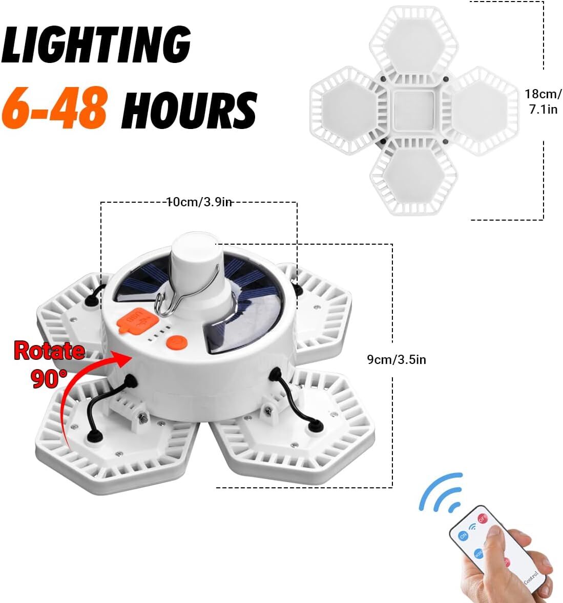 Solar Camping Lantern with Remote Control: 169 LED Folding USB Rechargeable Light for Camping, Emergencies & Outdoors