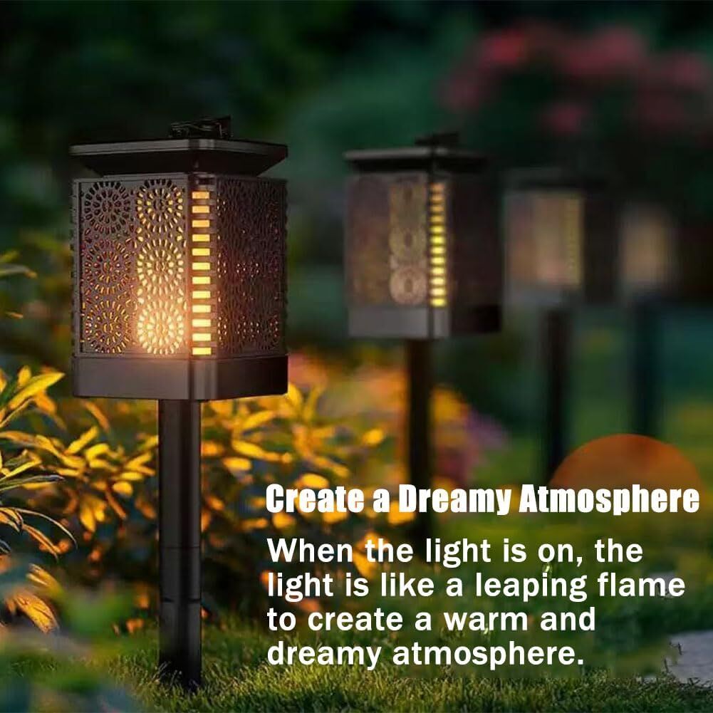2-Pack Solar Garden Stake Light with Floral Pattern: 12 LED Outdoor Decorative Light with Multiple Mounting Options