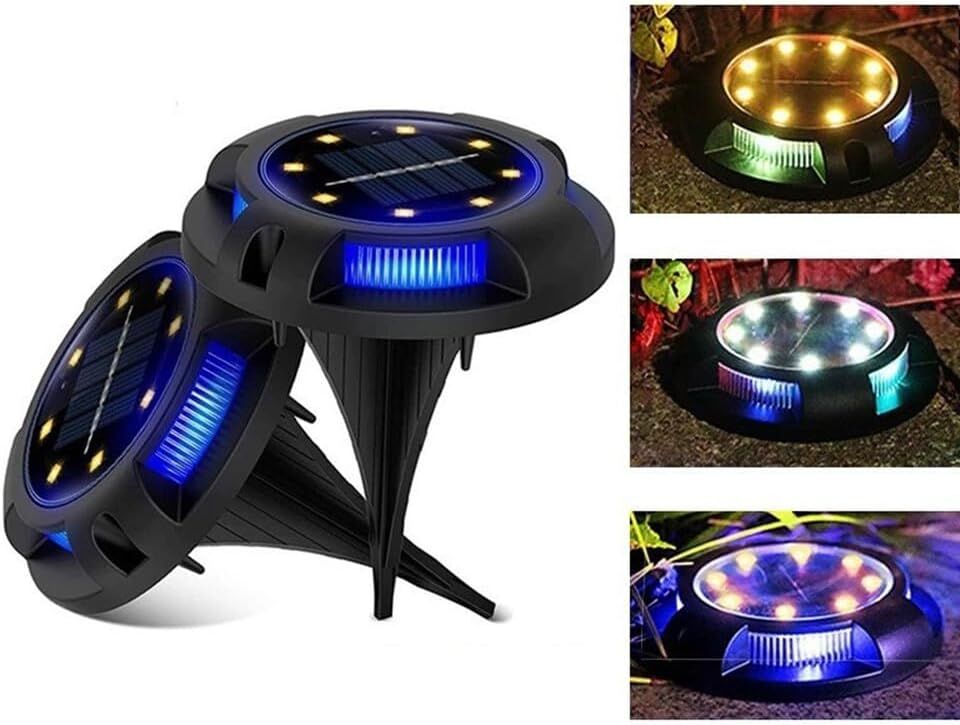 4-Pack Solar Ground Lights: 8-LED Outdoor Garden Pathway Lights with IP65 Waterproof for Lawn, Patio & Landscape