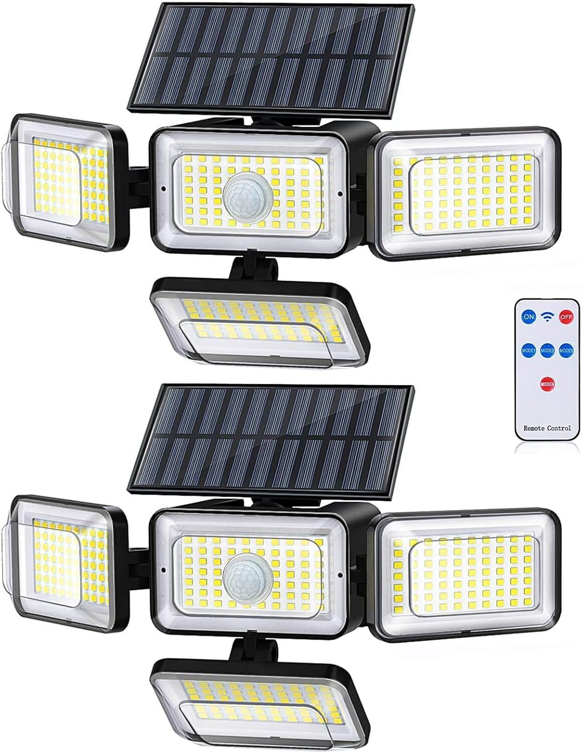 Solar Motion Sensor Outdoor Lights (2-Pack) with 288 LEDs &amp; 2800LM: 270° Wide Angle, IP65 Waterproof, Remote-Controlled for Aussie Yards