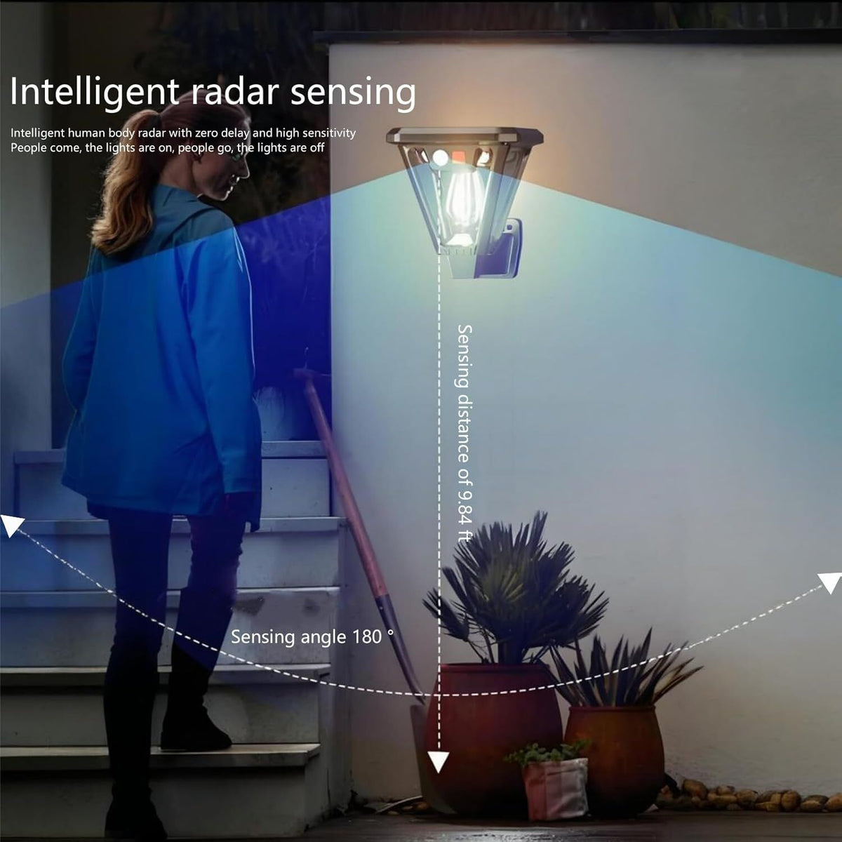 Solar Motion Sensor Wall Lights (4-Pack): 3-Mode Dusk-to-Dawn Waterproof for Patio, Garage & Garden Lighting