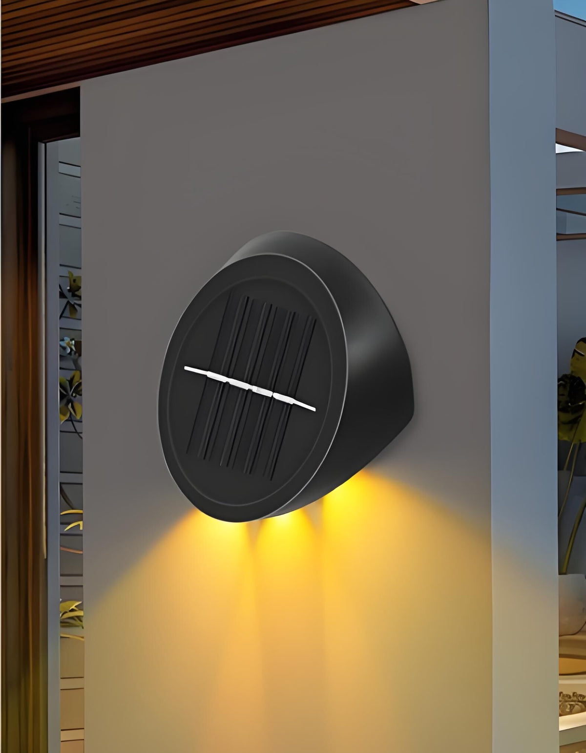 Solar Outdoor Wall Lights (4-Pack): IP44 Waterproof LED Sconces for Garden, Patio &amp; Pathway Lighting（Warm light）