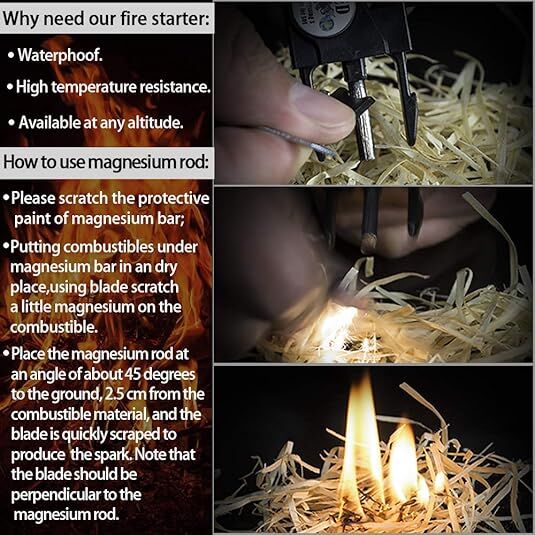 21 in 1 Survival Bracelet, Paracord Emergency Outdoor Sports Wristband Kit Waterproof Compass, SOS LED Light, Thermometer, Rescue Whistle, Fire Starter. Multi 21 Tools (Black 2 Pc)