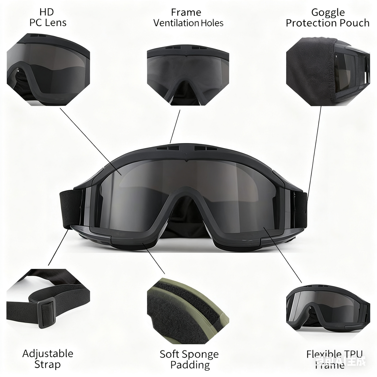 Christmas gifts for husband or boyfriend
 Tactical Safety Goggles, Anti-Fog HD Lens, Wind & Dust Protection for Outdoor & Tactical Use(khaki)