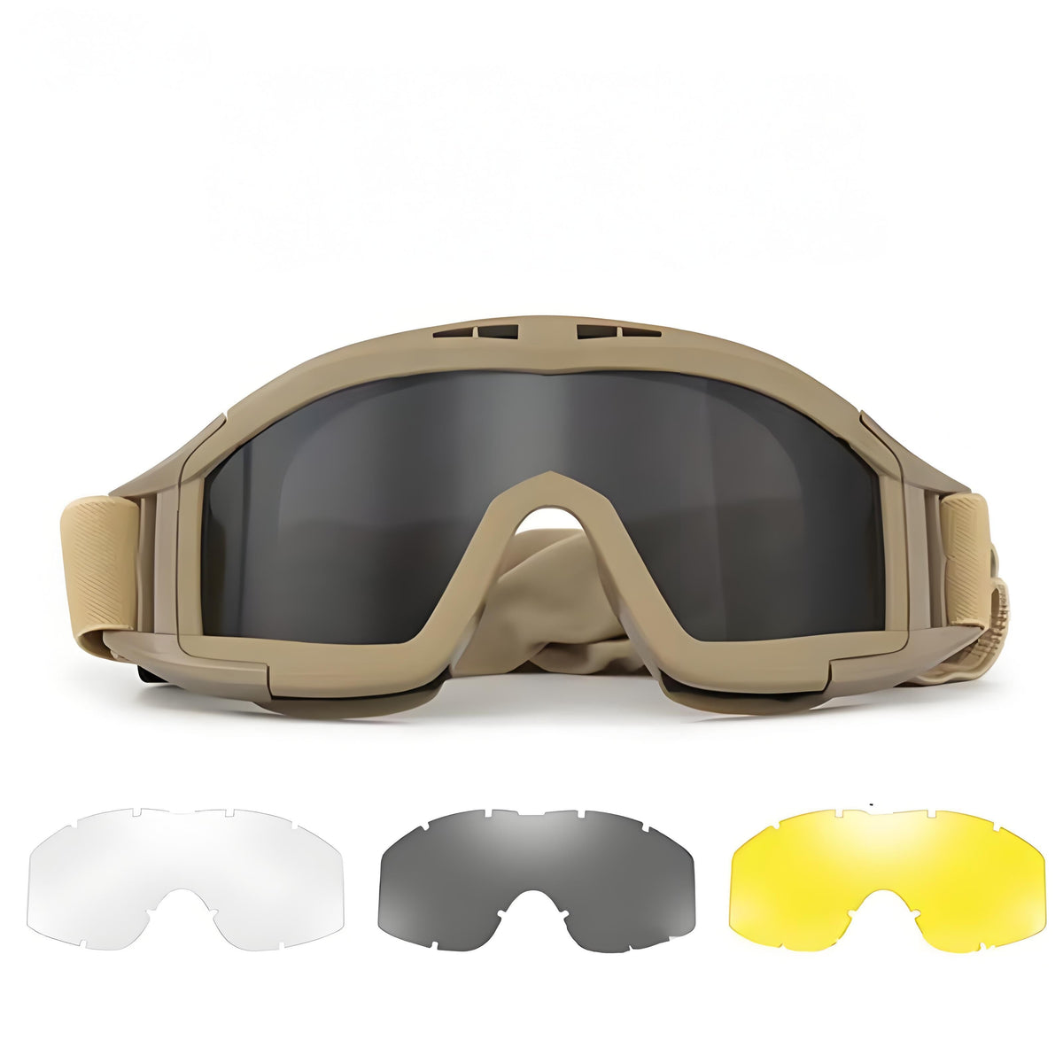 Christmas gifts for husband or boyfriend
 Tactical Safety Goggles with 3 Interchangeable Lenses, Wind &amp; Dust Protection for Outdoor &amp; Tactical Use(khaki)