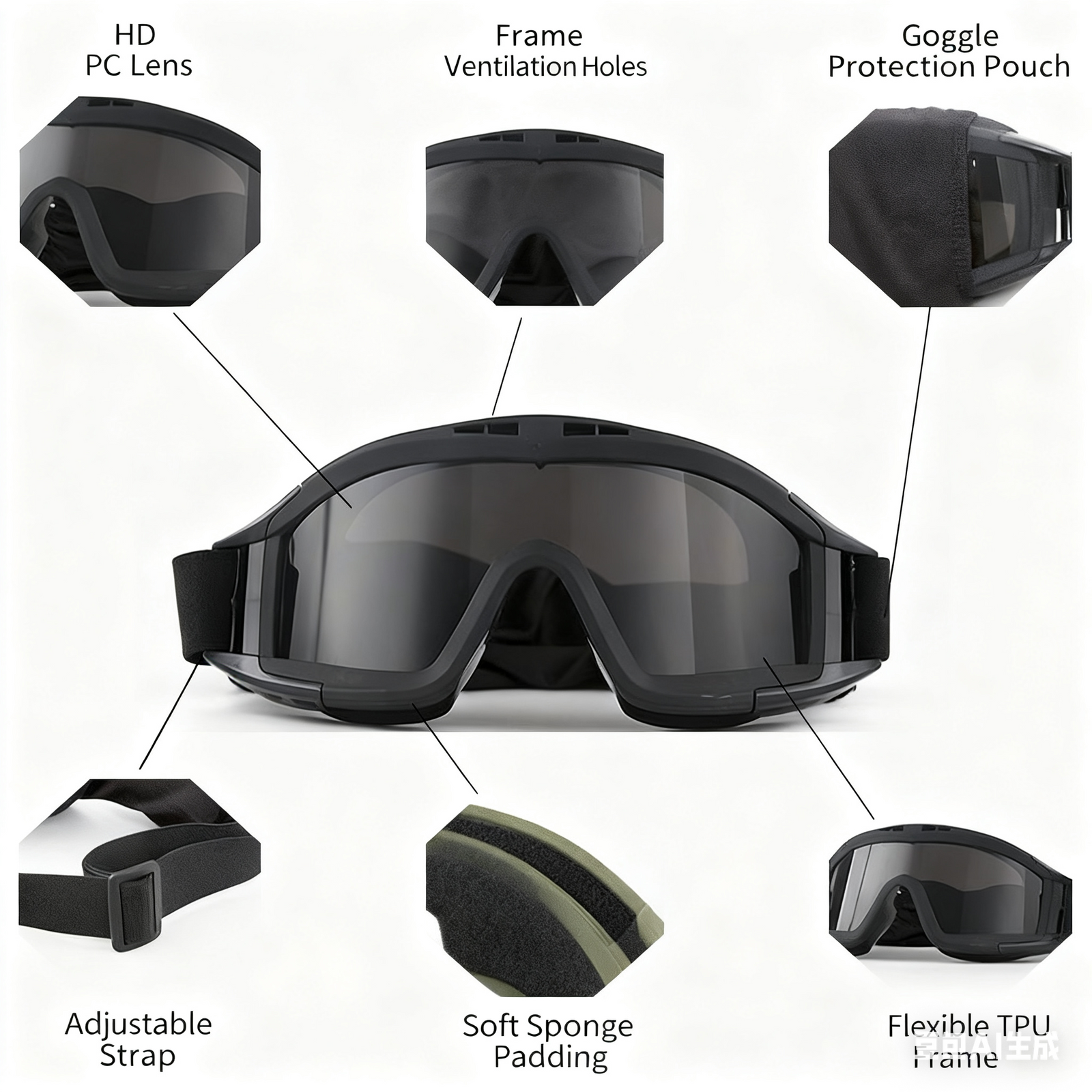 Christmas gifts for husband or boyfriend
 Tactical Safety Goggles with 3 Interchangeable Lenses, Wind & Dust Protection for Outdoor & Tactical Use(khaki)