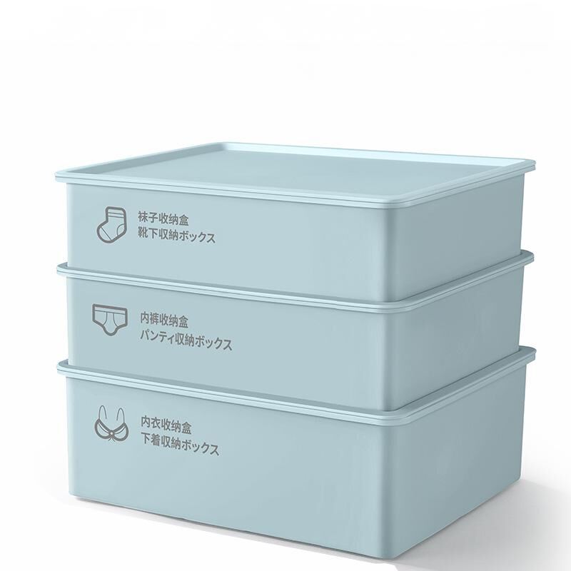 Underwear Panties Socks Box Close-fitting Clothing Storage Box Drawer Three-piece Cover with Compartment Household