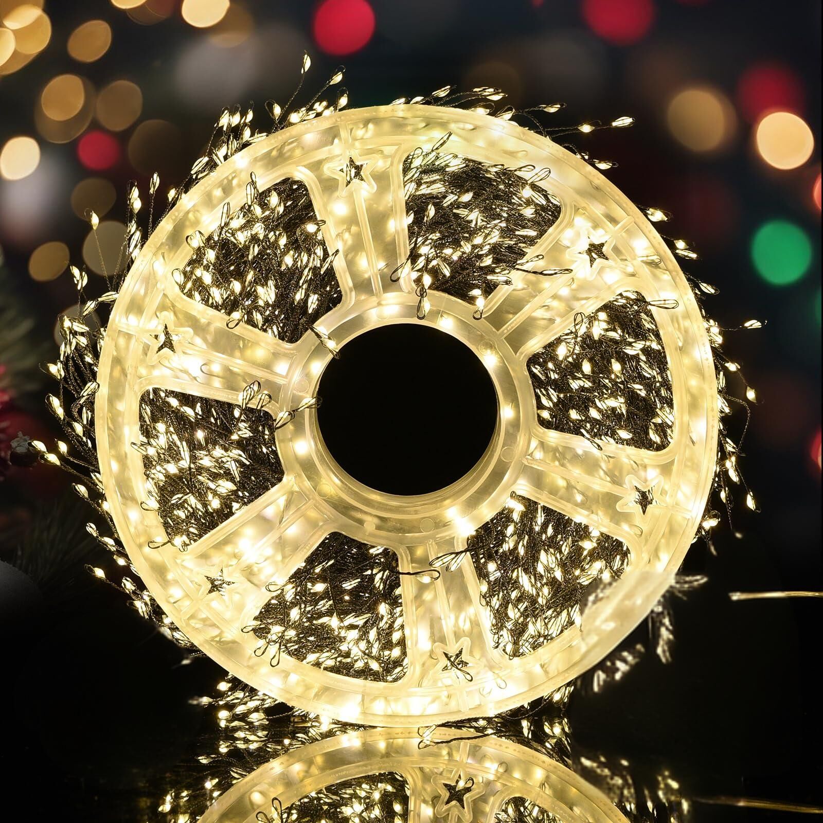 300 LED Warm White Fairy String Lights, 9m Green Wire, Battery-Operated, IP44 Waterproof with Timer for Christmas Decor (Batteries Not Included)