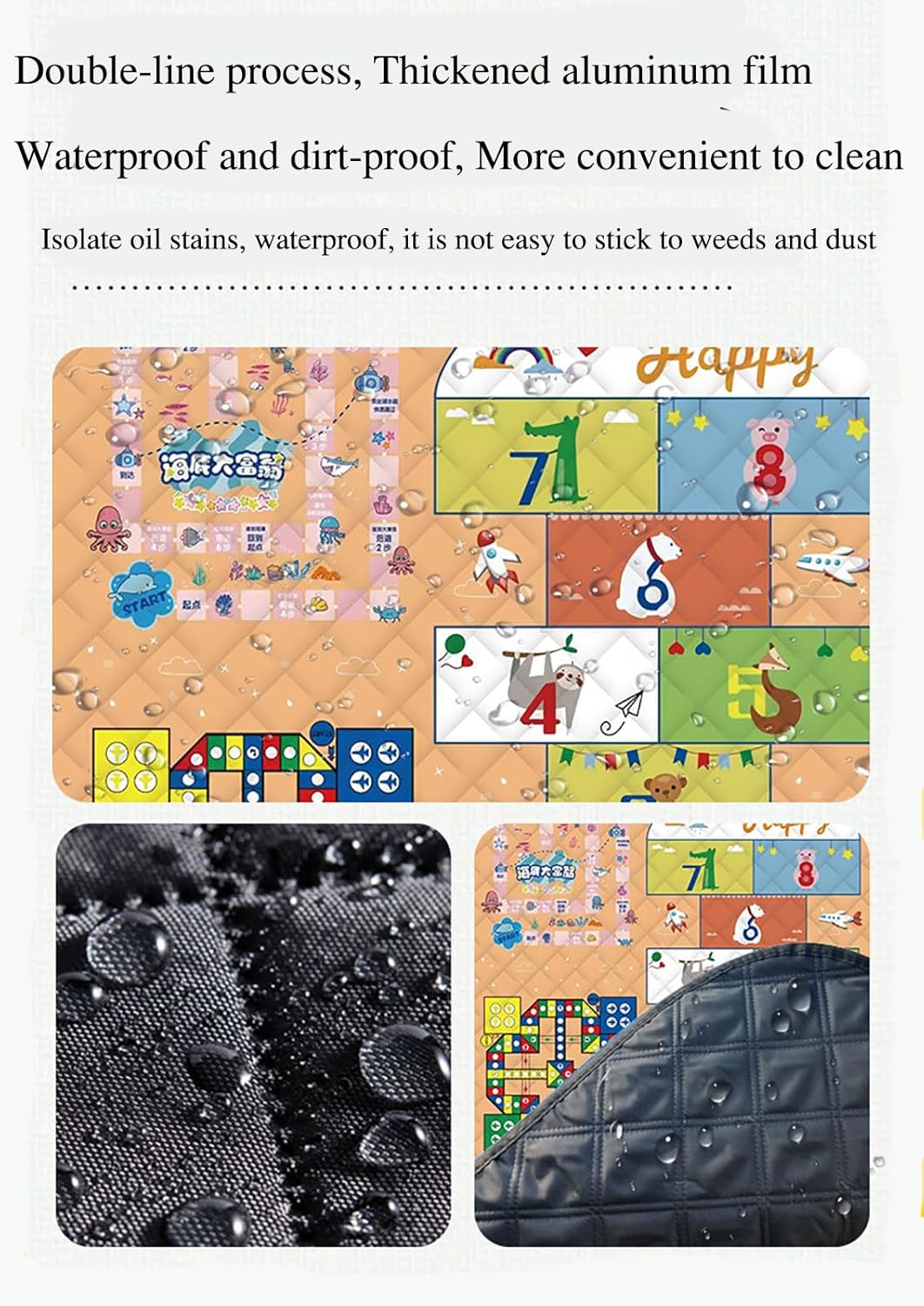 Waterproof Picnic Blanket with Flying Chess Game: 80''x80'' Extra Large, Foldable for Australian Camping, Beach & Family Gatherings