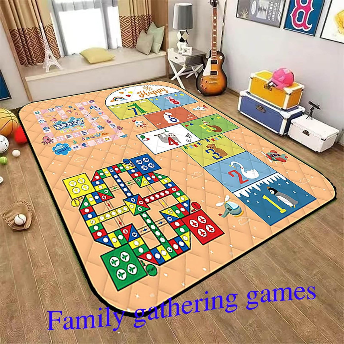 Waterproof Picnic Blanket with Flying Chess Game: 80''x80'' Extra Large, Foldable for Australian Camping, Beach & Family Gatherings