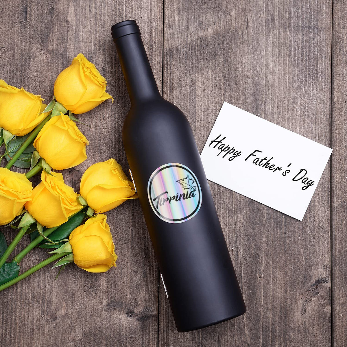 Wine Accessories Gift Set (Black), 5-Piece Bottle Corkscrew Opener Kit with Novelty Bottle-Shaped Case, Valentine's Day Gift for Wine Lovers