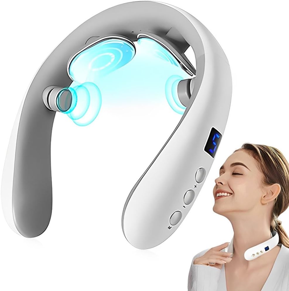 Wireless Neck Massager with Heat &amp; 10 Modes: Electric Pulse Pain Relief for Australian Office Workers &amp; Active Adults