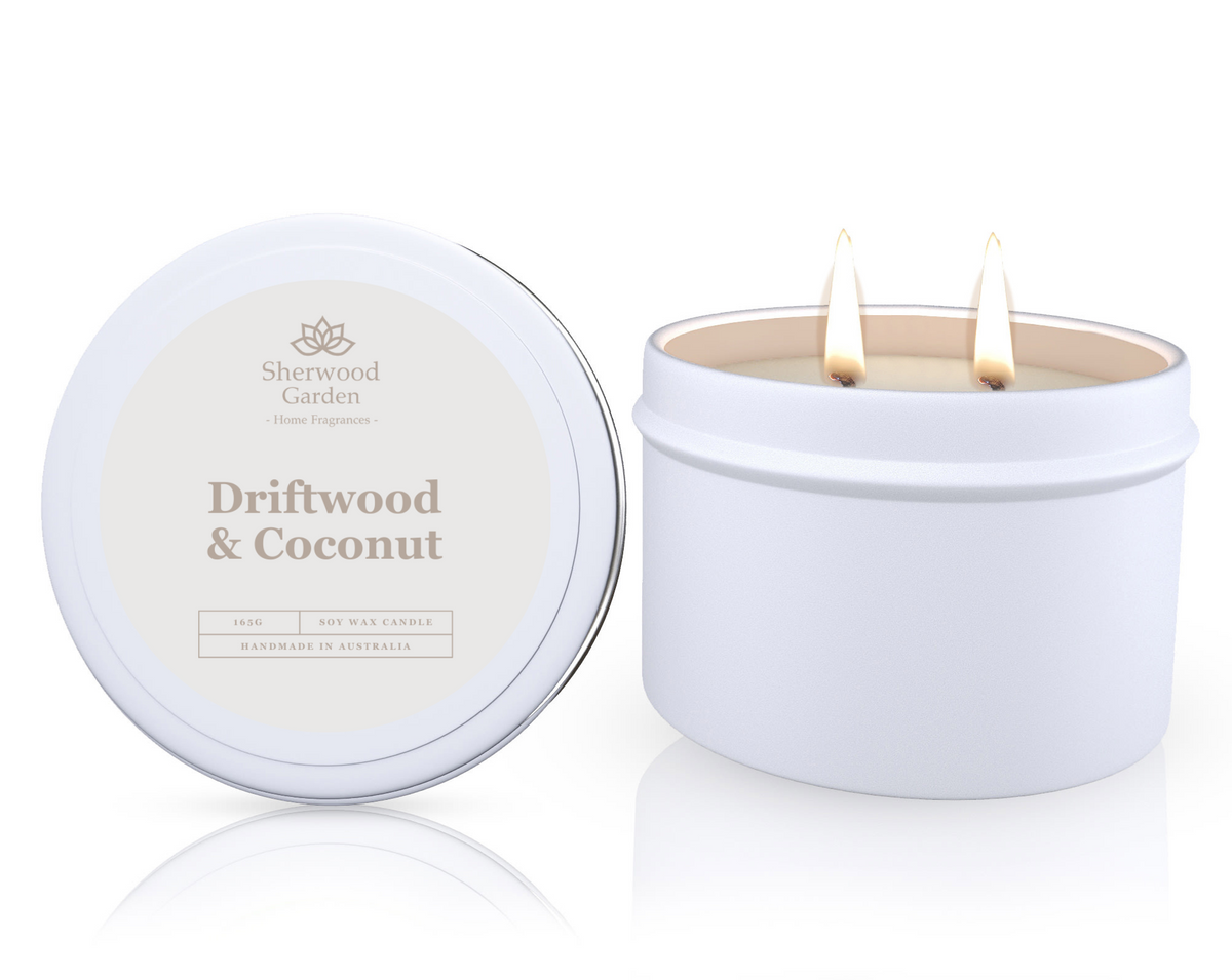 Driftwood &amp; Coconut Soy Candle Tin 165g