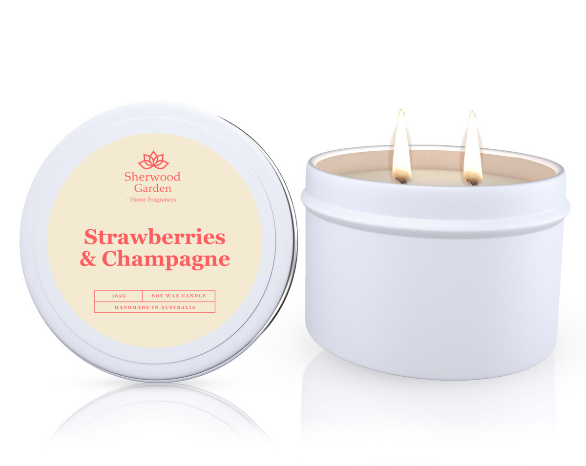 Strawberries &amp; Champagne Soy Candle Tin 165g