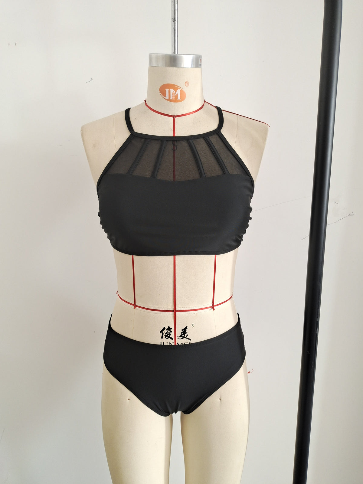 2026 Black Sexy Bikini Sport Hight Neck Women's Swimwear Size L