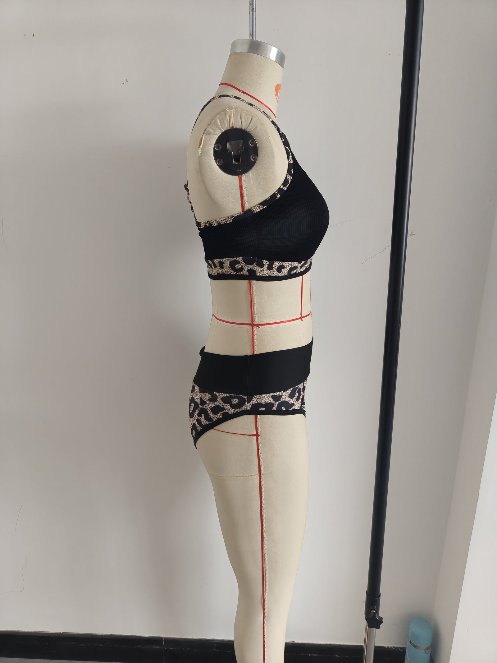 Halter Neck Tank Top Two Pieces Swimwear Women High Waist Bikini Size L